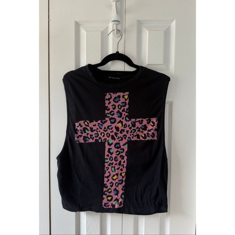 Urban Outfitters Y2K Leopard Cross Wide Arm Muscle Tank Top